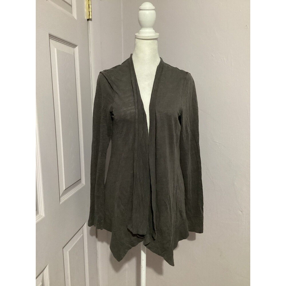 Eileen Fisher Gray 100% Linen Open Front Cardigan S